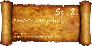 Szvák Károly névjegykártya